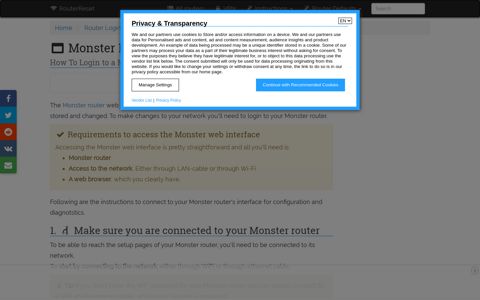 How To Login to a Monster Router And Access The Setup Page