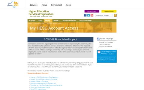 My HESC ... - NYS Higher Education Services Corporation
