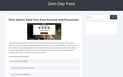 Porn Games Adult Free Porn Account And Passwords – Zero ...