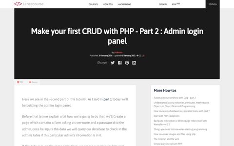 Make your first CRUD with PHP - Part 2 : Admin login panel
