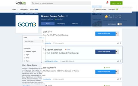 Goomo Coupons & Offers | FLAT ₹1500 OFF Flight Codes ...