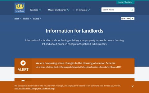 Information for landlords - Lewisham Council
