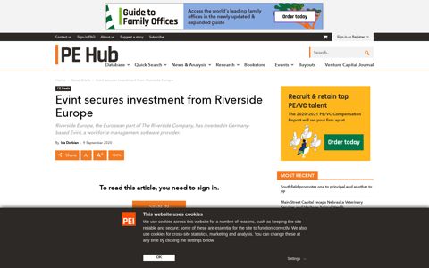 Evint secures investment from Riverside Europe | PE Hub