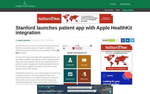 Stanford launches patient app with Apple HealthKit integration ...