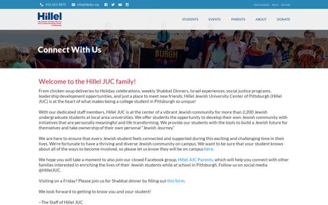 Connect With Us - Hillel JUC of Pittsburgh