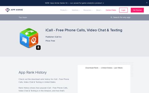 iCall - Free Phone Calls, Video Chat & Texting App Ranking ...