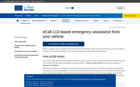 eCall 112-based emergency assistance from your vehicle ...