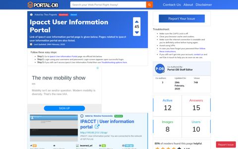 Ipacct User Information Portal