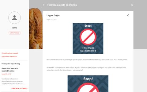 Legpec login - Formula calcolo economia - blogger