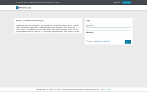 Pearson VUE Navigator - Login