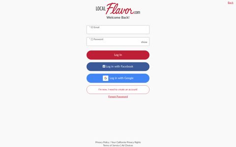 Log In - Local Flavor