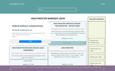 healthroster manager login - General Information about Login