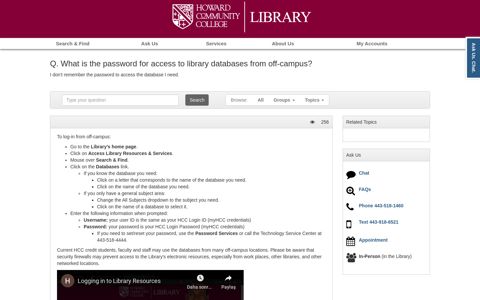 What is the password for access to library databases from off ...