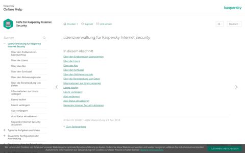 Lizenzverwaltung für Kaspersky Internet Security