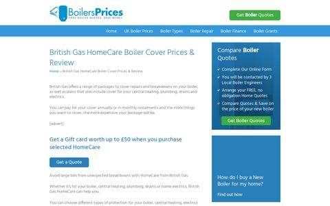 British Gas HomeCare 100, 200, 300 & 400 Prices and Reviews
