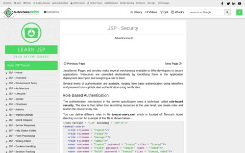 JSP - Security - Tutorialspoint