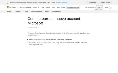 Come creare un nuovo account Microsoft - Supporto di Office