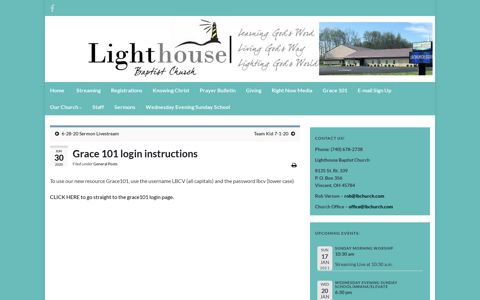 Grace 101 login instructions – Lighthouse Baptist Church