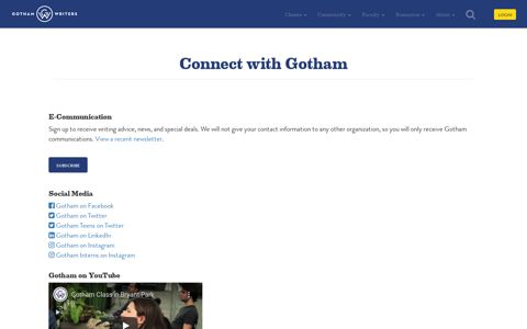 Connect with Gotham Writers Workshop