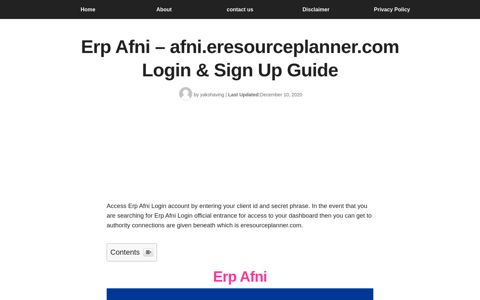 Erp Afni - afni.eresourceplanner.com Login & Sign Up Guide