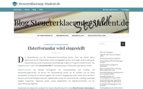 ElsterFormular wird eingestellt - TAX - MZG-Student