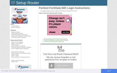Login to Fortinet FortiGate-60C Router - SetupRouter