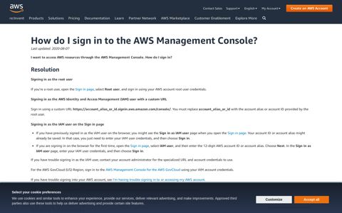 Sign In to the AWS Management Console - Amazon AWS