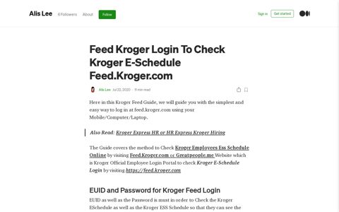 Feed Kroger Login To Check Kroger E-Schedule Feed.Kroger ...
