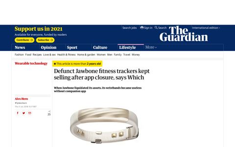 Defunct Jawbone fitness trackers kept selling after app closure ...