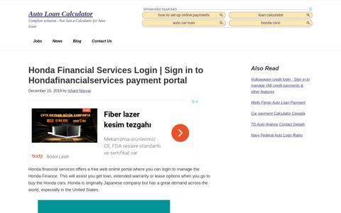 Honda Financial Services Login | Sign in to ...