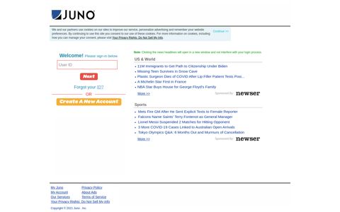 Sign Into Email - Juno - My Juno Personalized Start Page ...