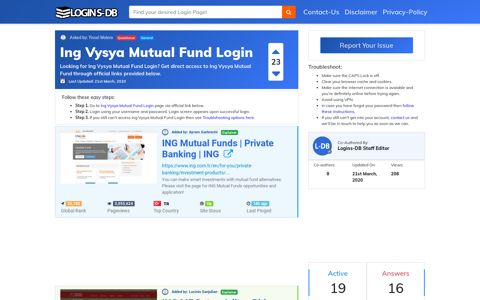Ing Vysya Mutual Fund Login - Logins-DB
