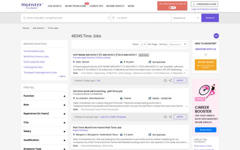 Time Jobs (Dec 2020) - Latest Time Job Vacancies | Monster ...