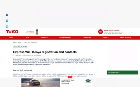 Express WiFi Kenya registration and contacts ▷ Tuko.co.ke