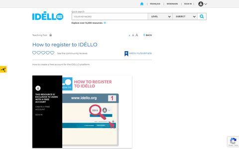 How to register to IDÉLLO - Teaching Tool - - Idello
