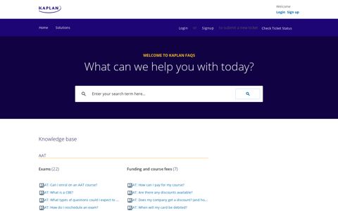 Kaplan FAQs - There is no helpdesk here! - Freshdesk