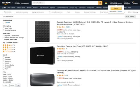 321 GB - 500 GB - External Hard Disks / External ... - Amazon.in