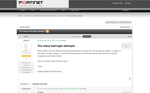 Too many bad login attempts - Fortinet Forums
