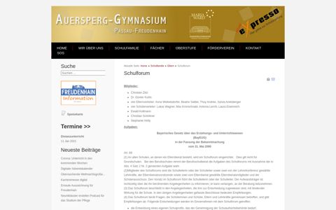Schulforum - Auersperg-Gymnasium Passau-Freudenhain