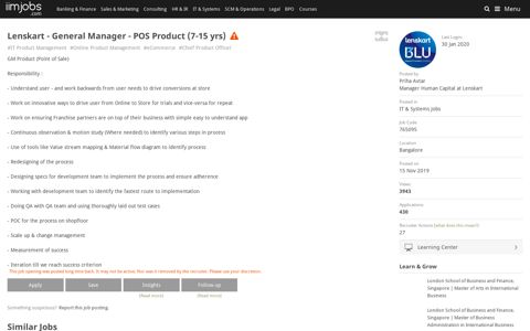 Lenskart - General Manager - POS Product (7-15 yrs ...