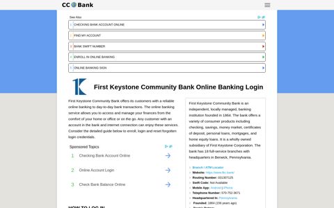 First Keystone Community Bank Online Banking Login - CC ...