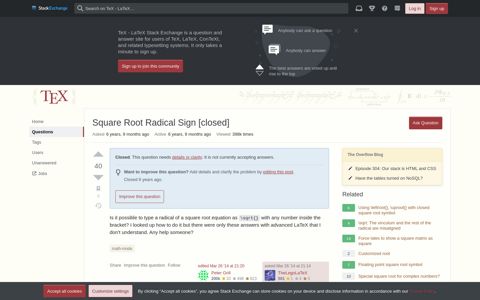 Square Root Radical Sign - TeX - LaTeX Stack Exchange