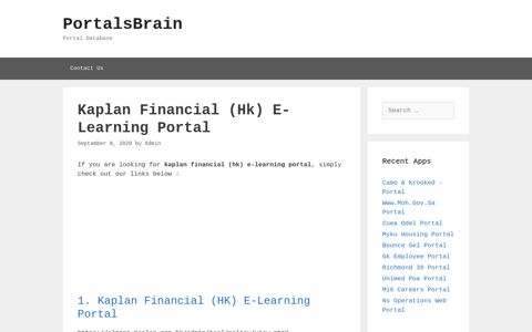 Kaplan Financial (Hk) E-Learning Portal - PortalsBrain - Portal ...