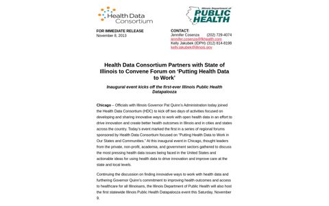 Health Data Consortium Partners with State of Illinois to ...