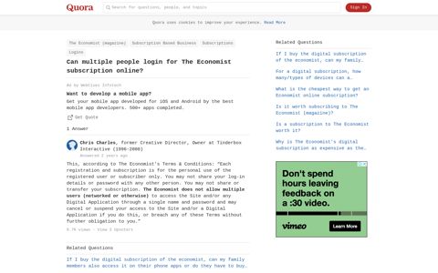 Can multiple people login for The Economist subscription ...