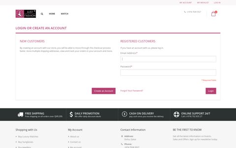 Login or Create an Account - JustFashion Qatar