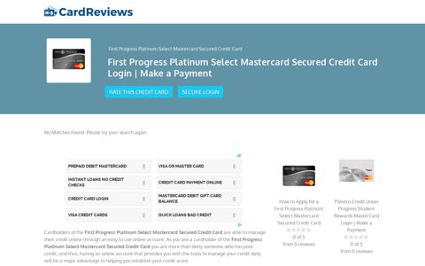 First Progress Platinum Select Mastercard Secured Credit ...