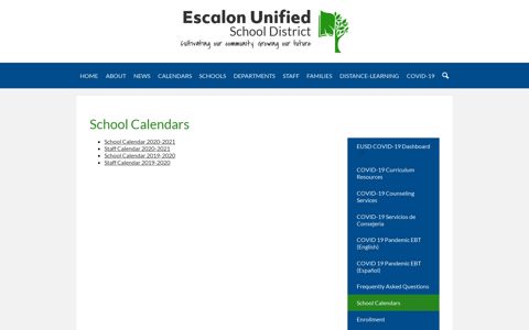 School Calendars – Families – Escalon Unified School District