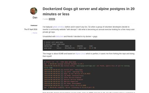 Dockerized Gogs git server and alpine postgres in 20 minutes ...