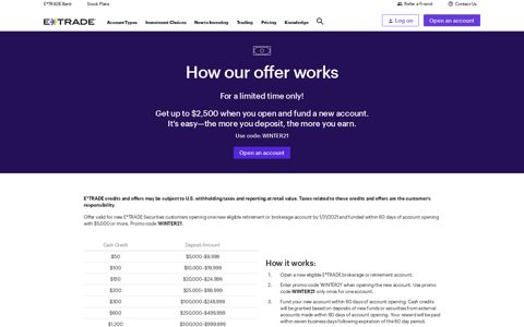 Learn How Our Promo Code Offer Works - Etrade